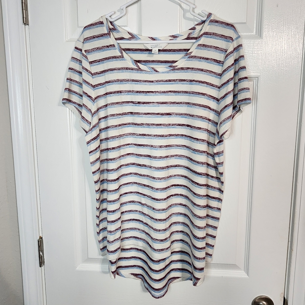 EUC market + spruce striped shirt XL